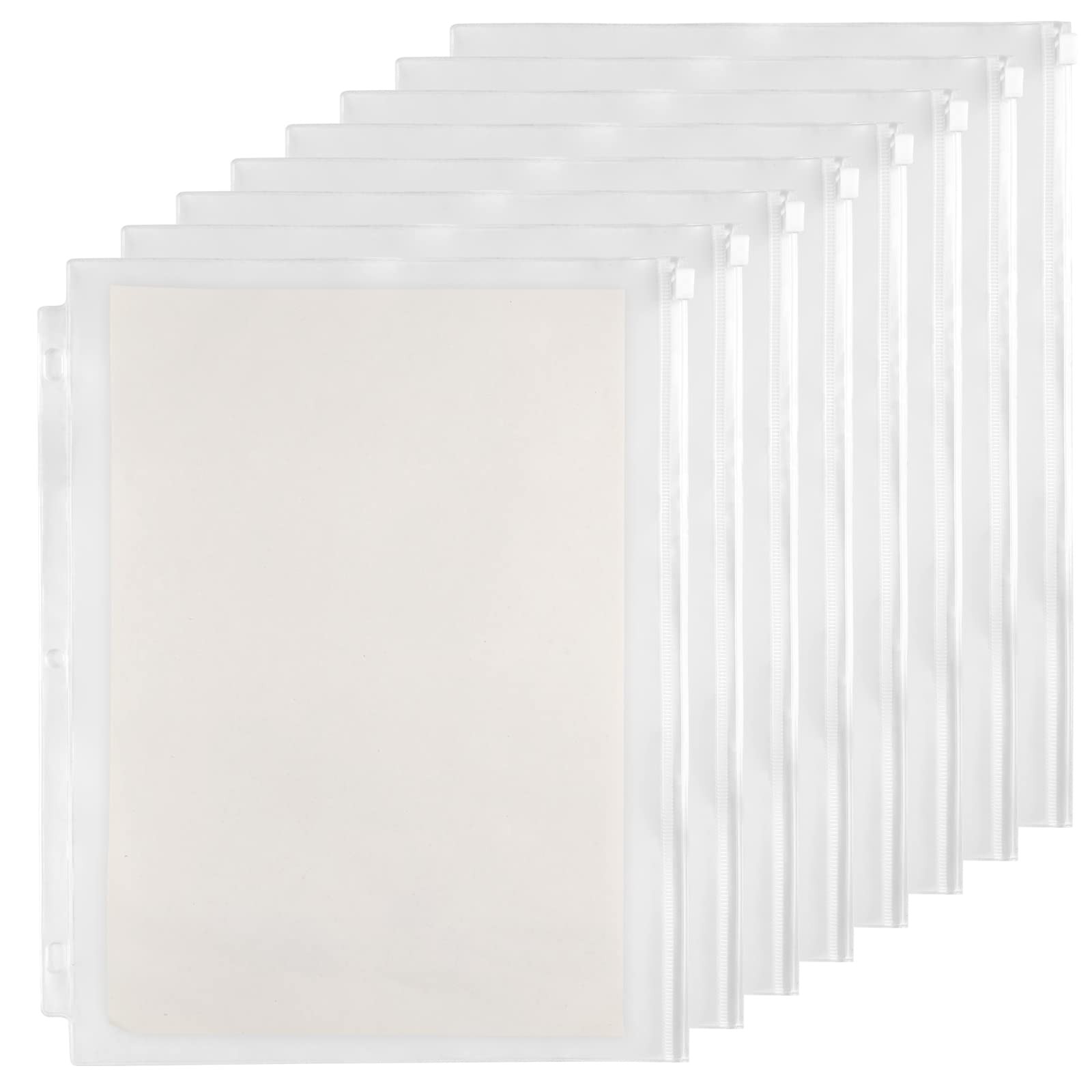 YoeeJob 3 Holes Clear PVC Zipper Binder Pocket Insert Pages Letter Size, 8 1/…