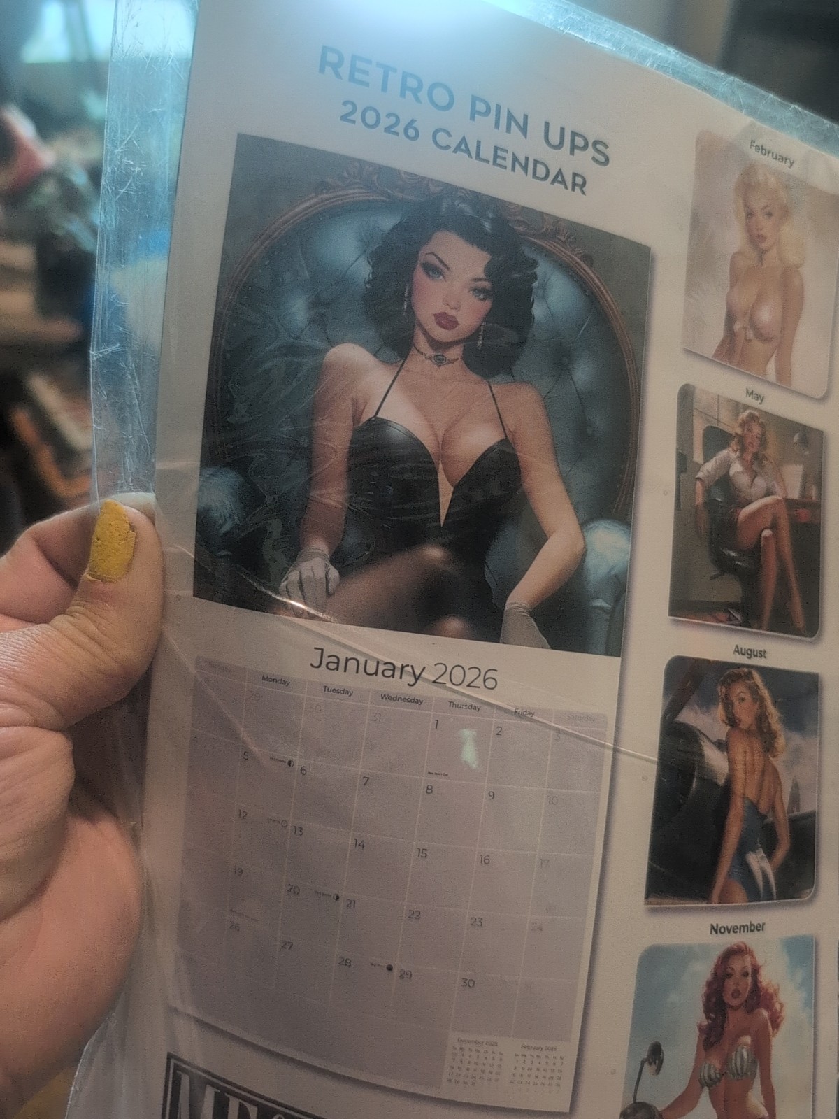 Retro Sexy Vintage Pin Up Girls Calendar 2026 Large 12×24 USA tattoo Shop Art