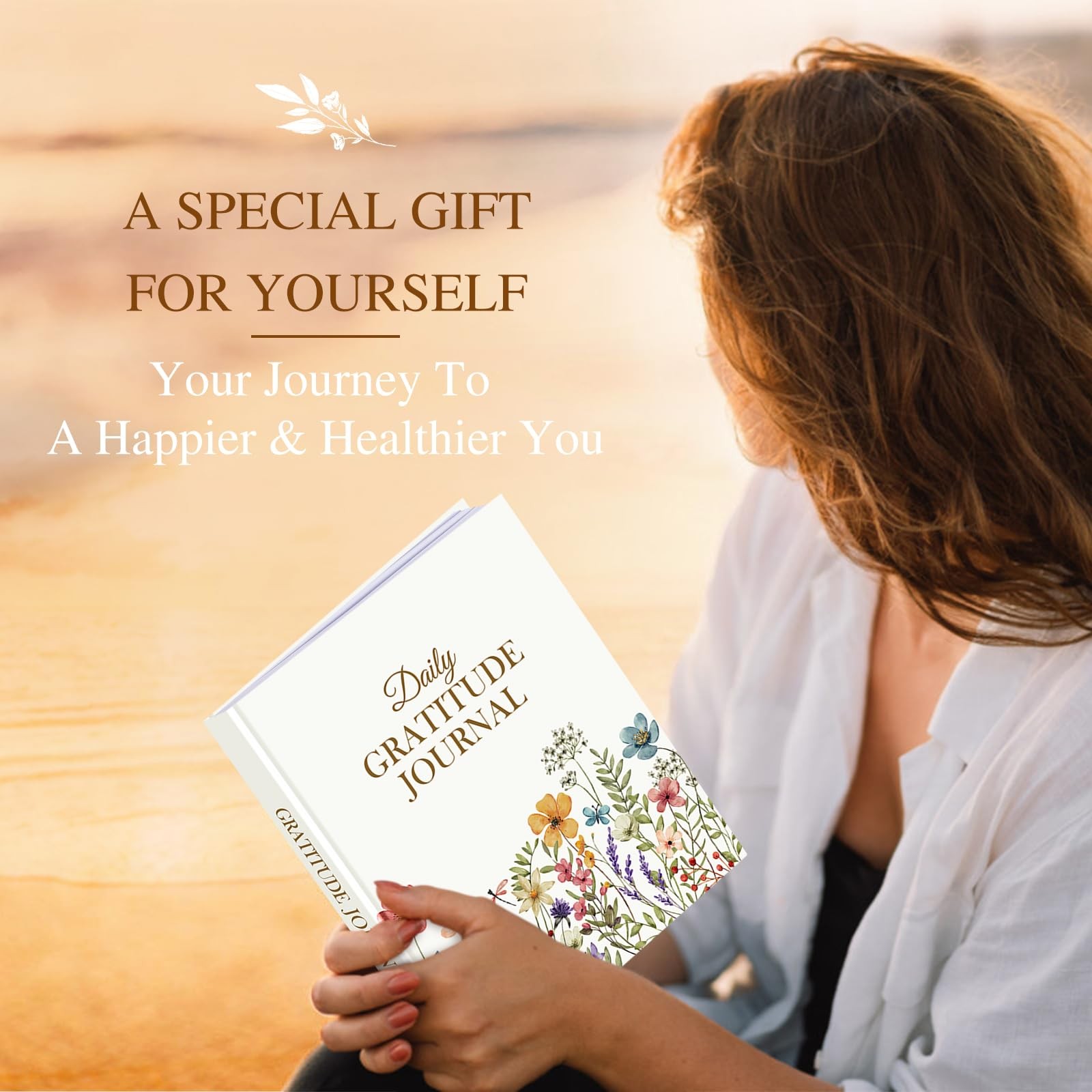 Lanpn Daily Gratitude Journal for Woman Men, 4 Month Affirmation & Floral