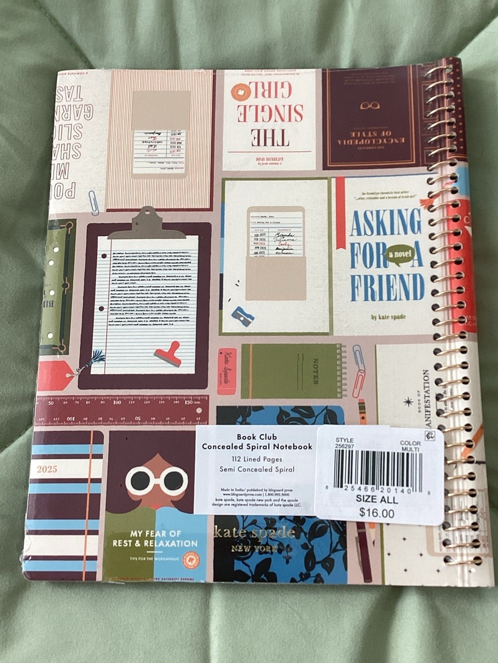 Kate Spade Book Club Semi Concealed Spiral Notebook 112 Lined Pages