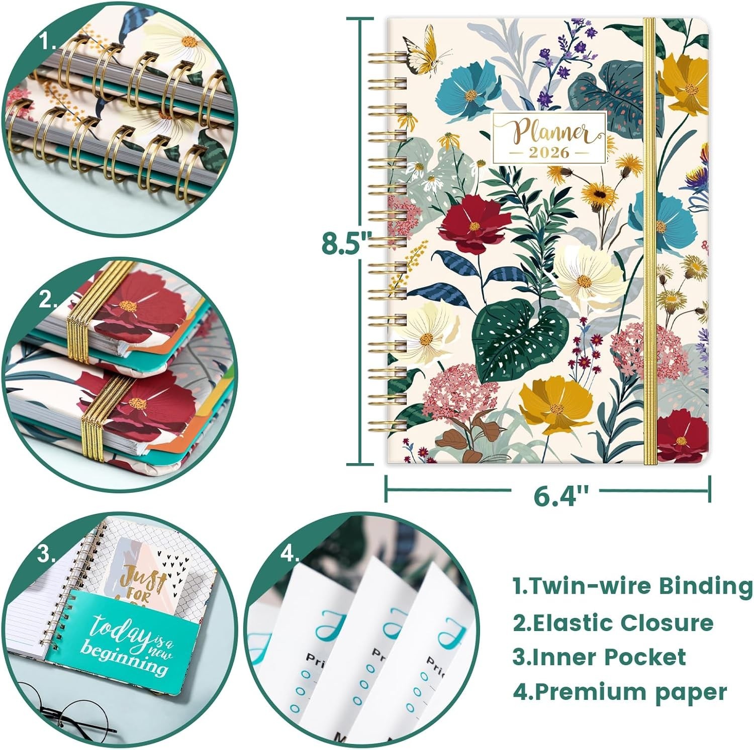 2026 Planner JAN 2026 – DEC 2026 Calendar Planner 2026 6.4″ X 8.5″, 2026 Planner