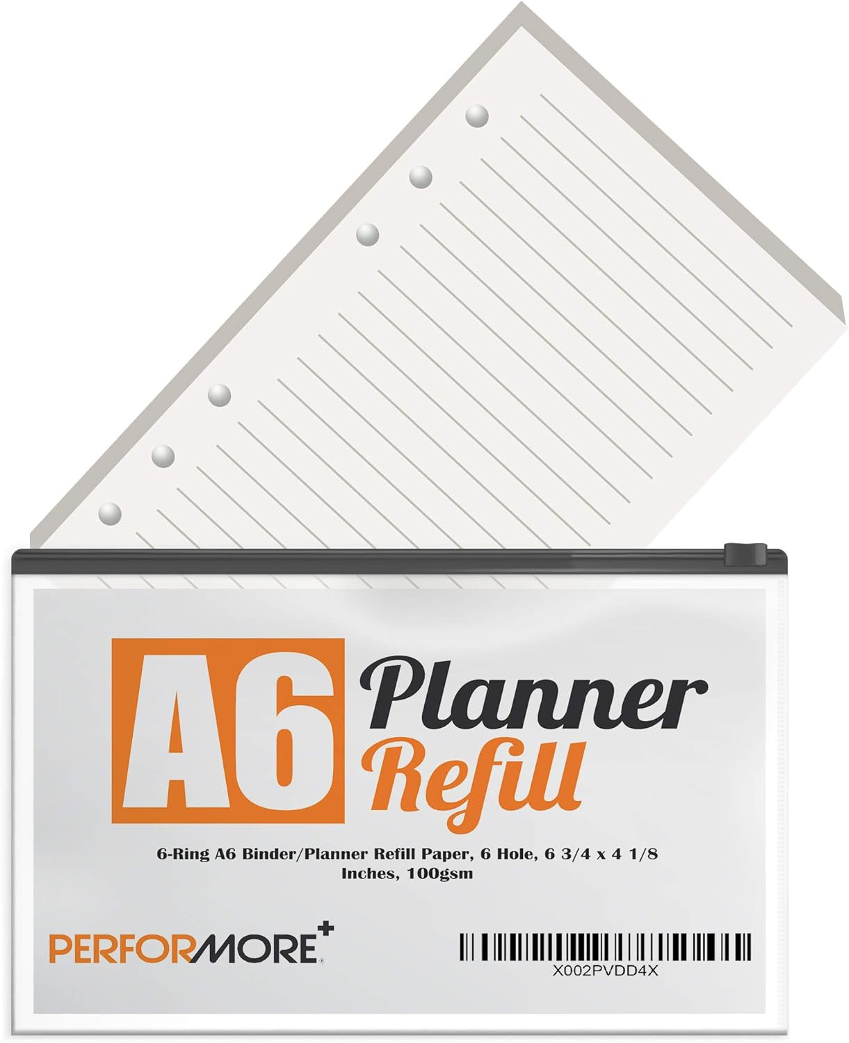 A6 Refillable Lined Paper Inserts – 6‑Ring Binder Refills for Planner, Traveller