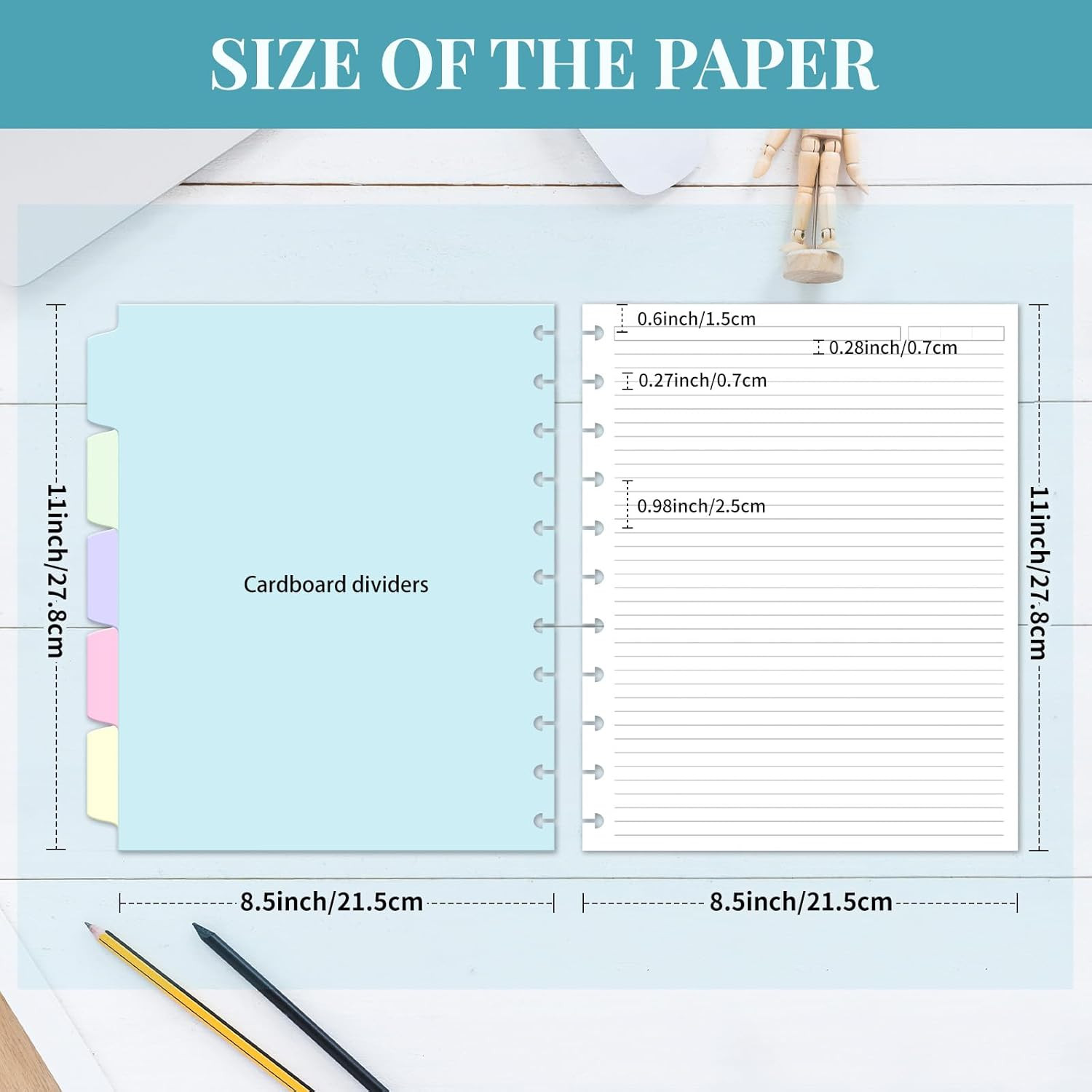 Discbound Refill Paper Letter Size 8.5 x 11 with 240 Pages 5 Dividers