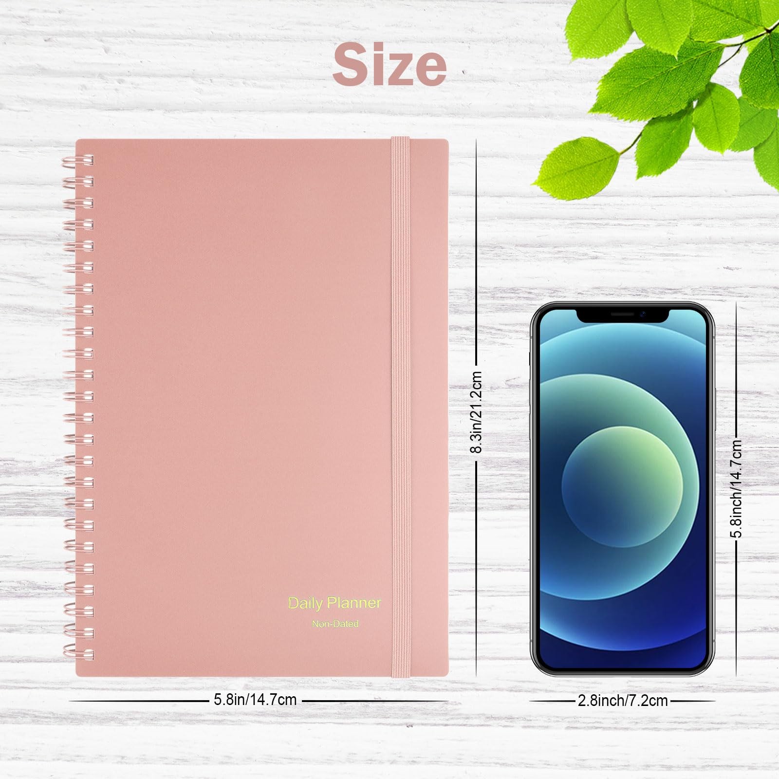 Asten Daily Undated Planner – To Do List Notebook With Hourly A5, Pale Pink