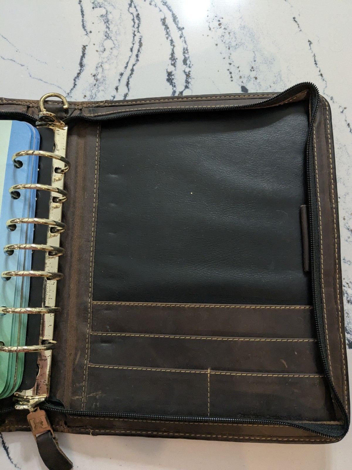 VTG Franklin Covey Brown Leather Zip Planner Folio Riverwood USA Made **READ**