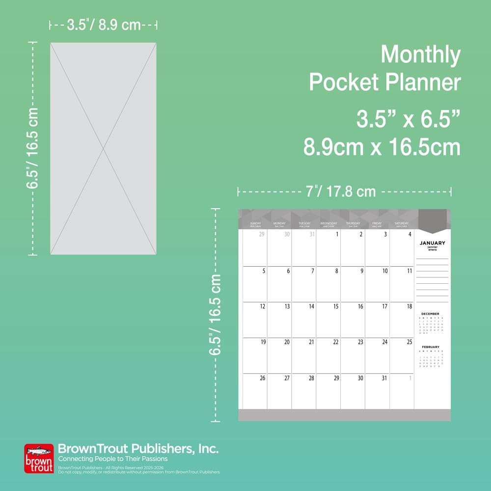 Viewpoint Black | 2026-2027 3.5 X 6.5 Inch Two Year Monthly Pocket Planner Calen