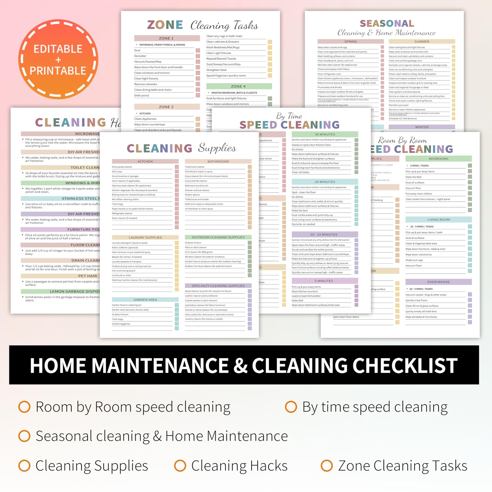 ADHD Cleaning Planner for Adults Women, 8.5 X 11 inches, Green