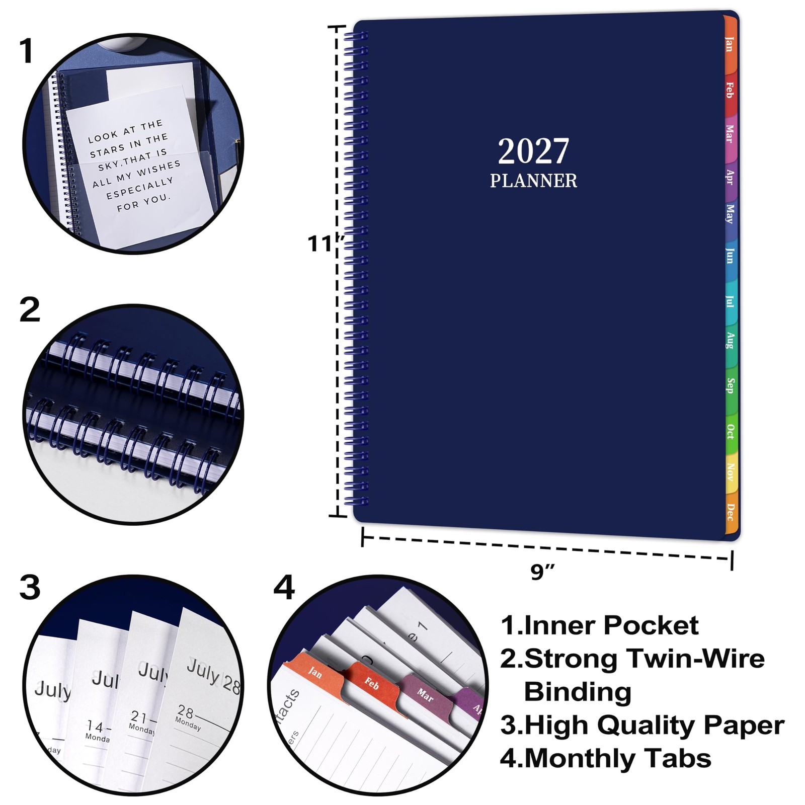 2027 Planner Weekly and Monthly – JAN 2027 – DEC 2027, 9″×11″, Calendar Plann…