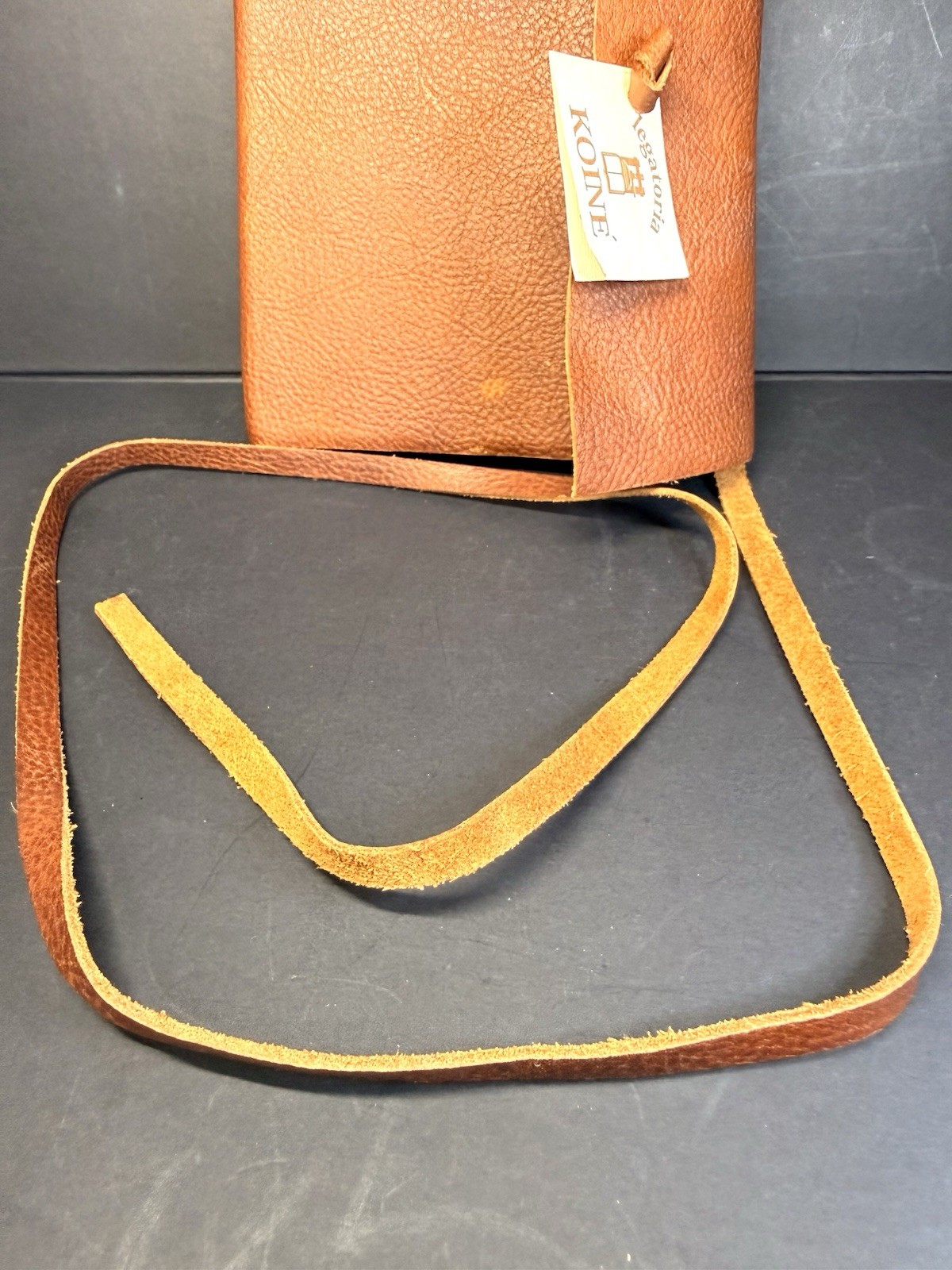 Legatoria Koiné Italy Genuine Leather Journal Wrap Tie Notebook Handmade Brown