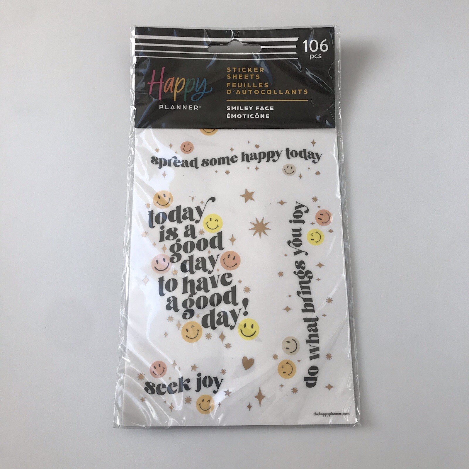 The Happy Planner 106 Stickers Smiley Face Gold Journal NEW Quote Bullet