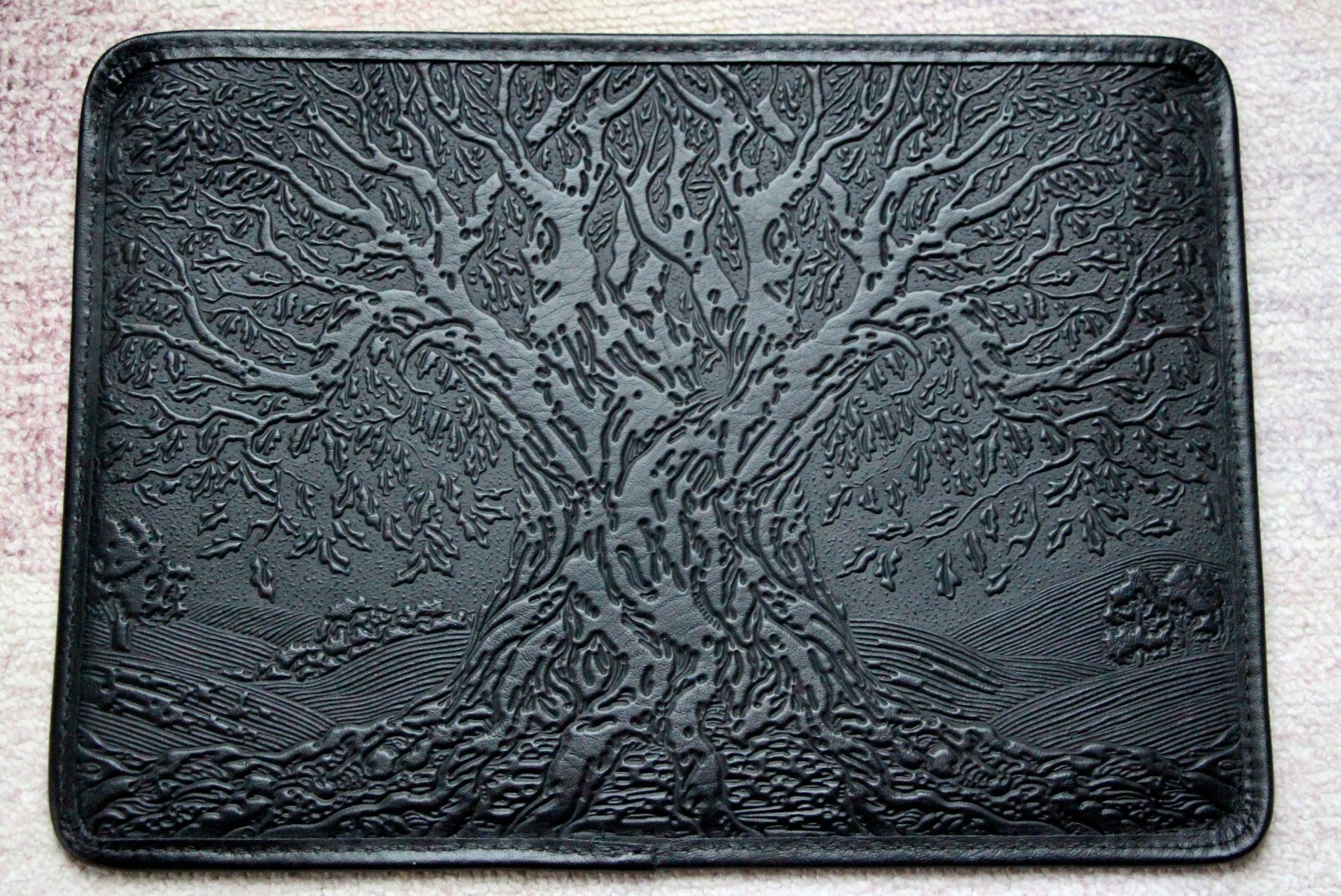 Oberon Design Leather LAPTOP SLEEVE 13″ -TREE OF LIFE in BLACK – NEW