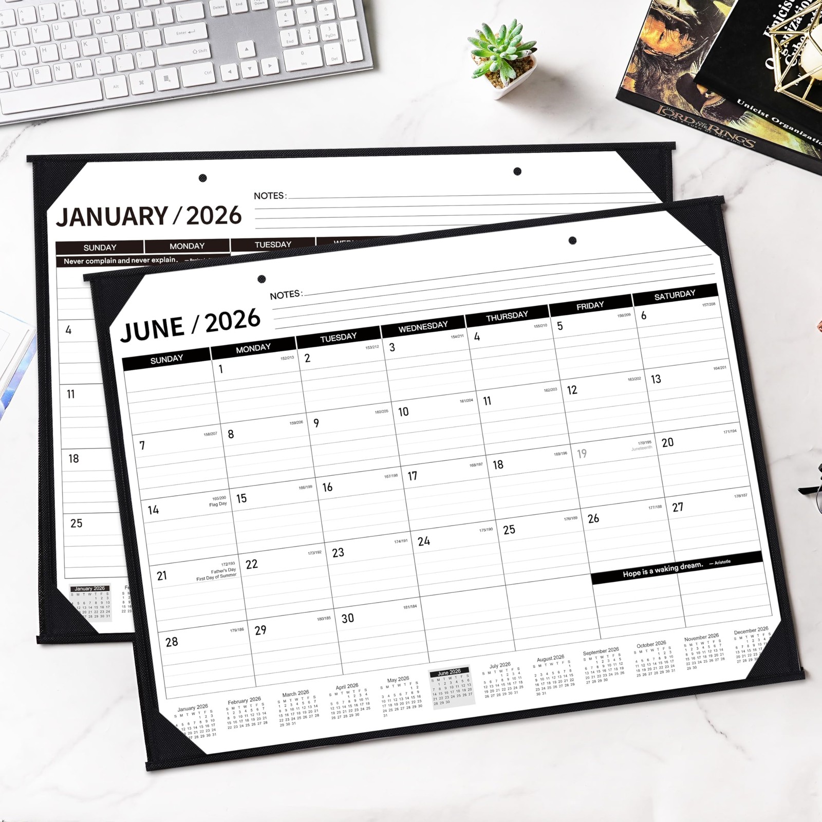 2026 Desk Calendar – JAN. 2026 – DEC. 2026, 22″ x 17″, Large x black
