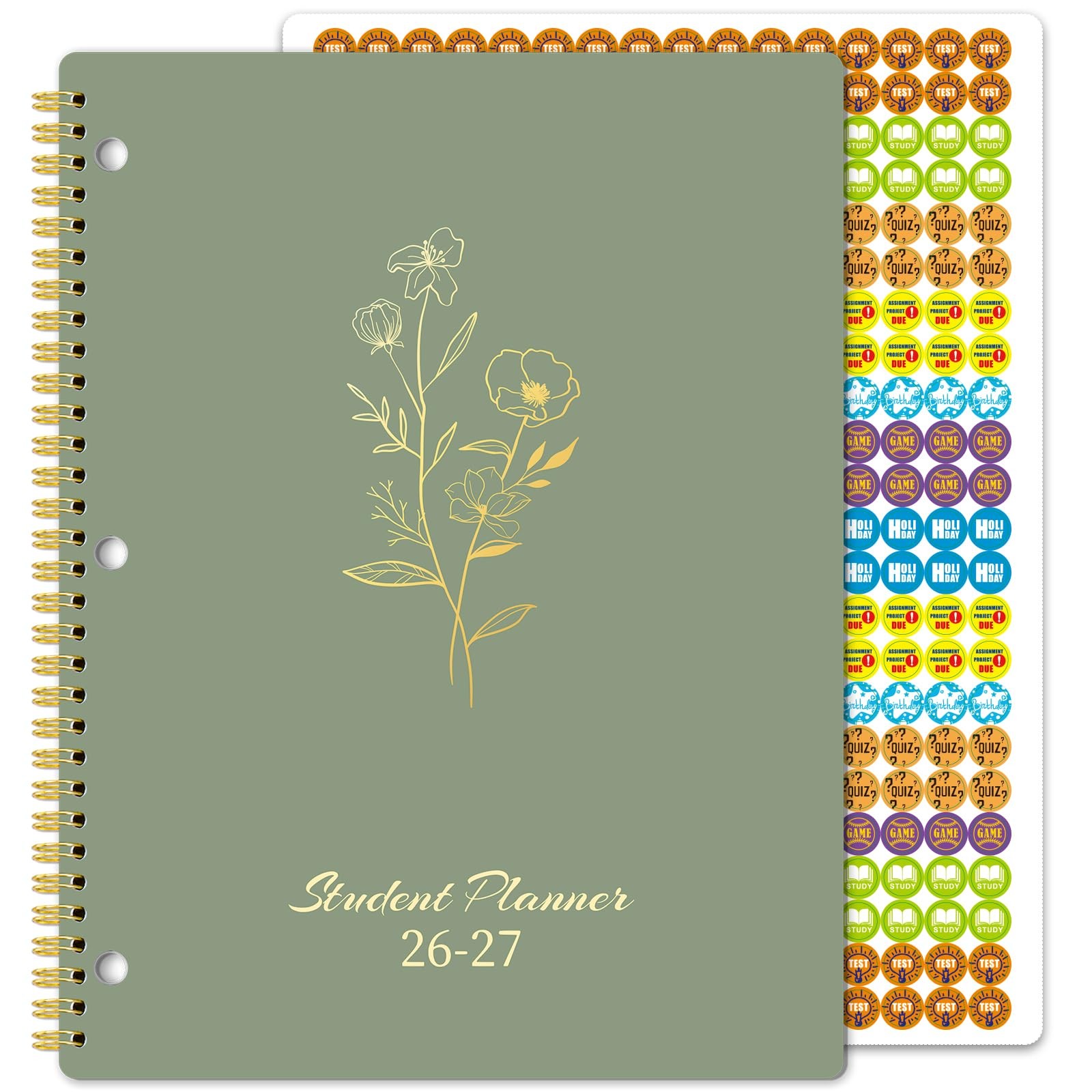 Student Planner 2026-2027 – School 2026-2027, JULY 9“ x 11”, Green