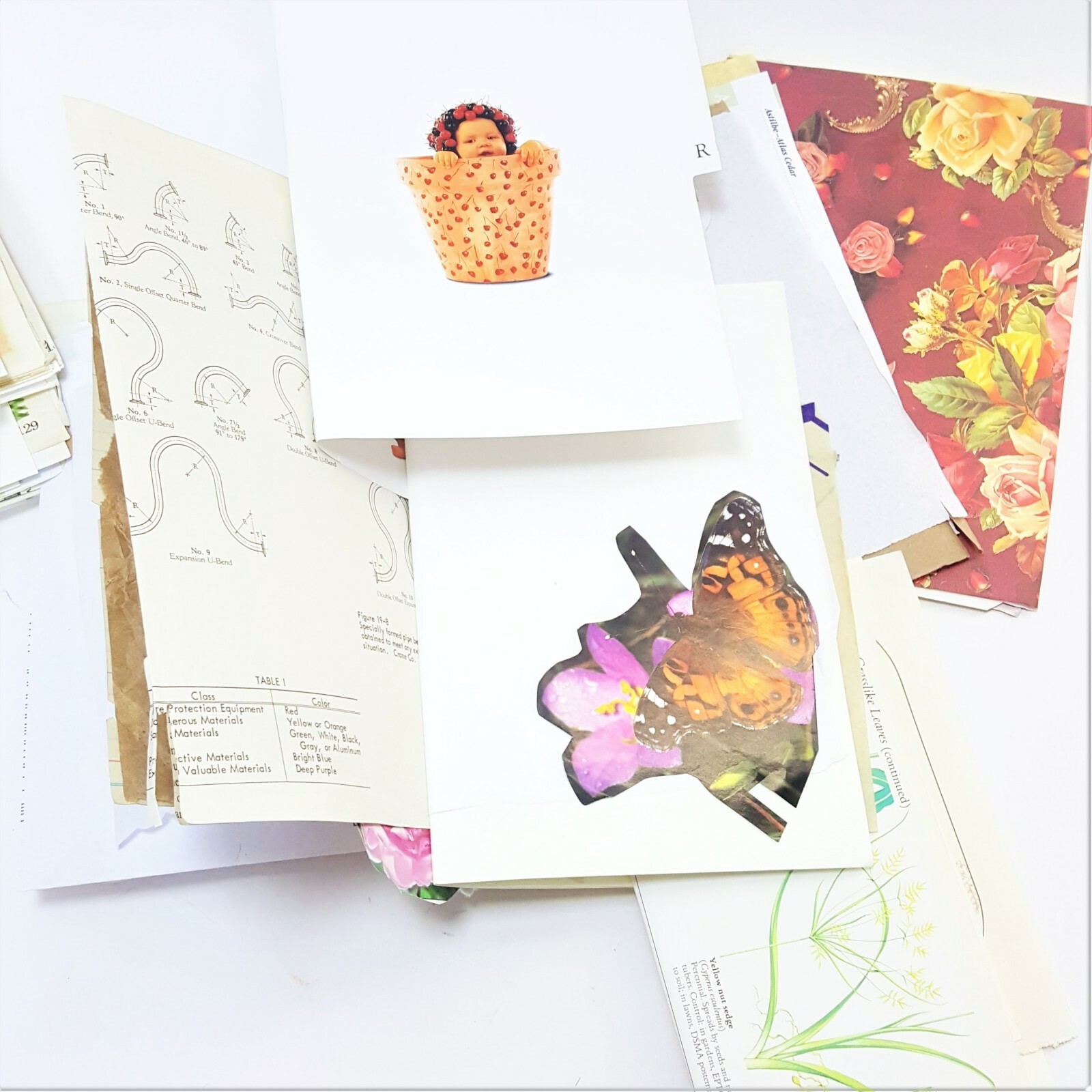 Antique Open Windows Junk Journal Hardback Papers Handmade Unbounded Vintage