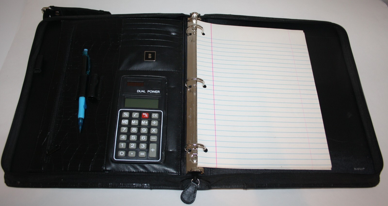 Buxton Leather Zip Around Cal-Q Folio Croc Cover #58-785 Folio Crossbody