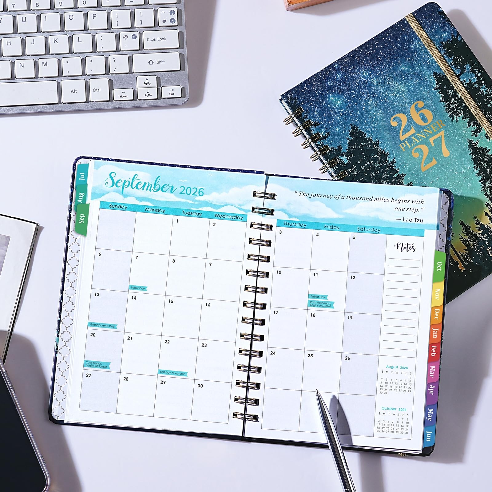 2026 2027 Weekly Monthly Planner Academic Hardcover 6.4 x 8.5 Tabs