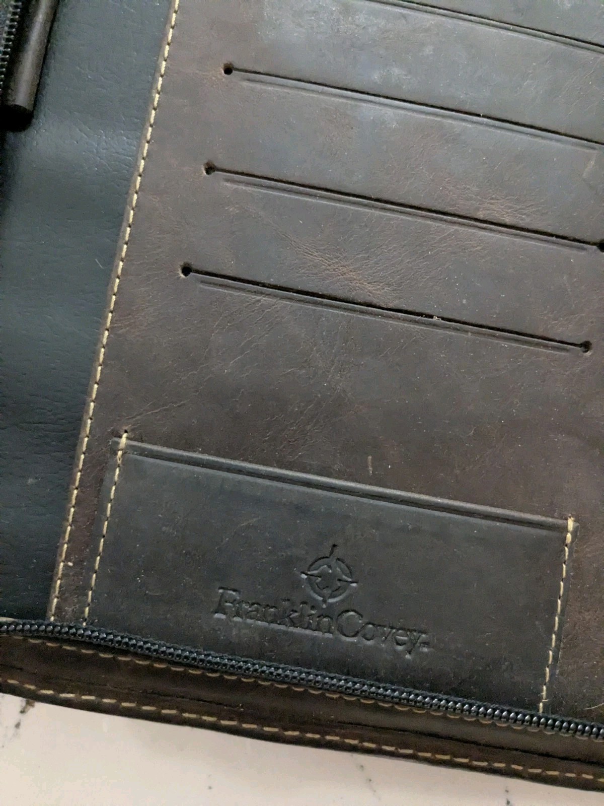 VTG Franklin Covey Brown Leather Zip Planner Folio Riverwood USA Made **READ**