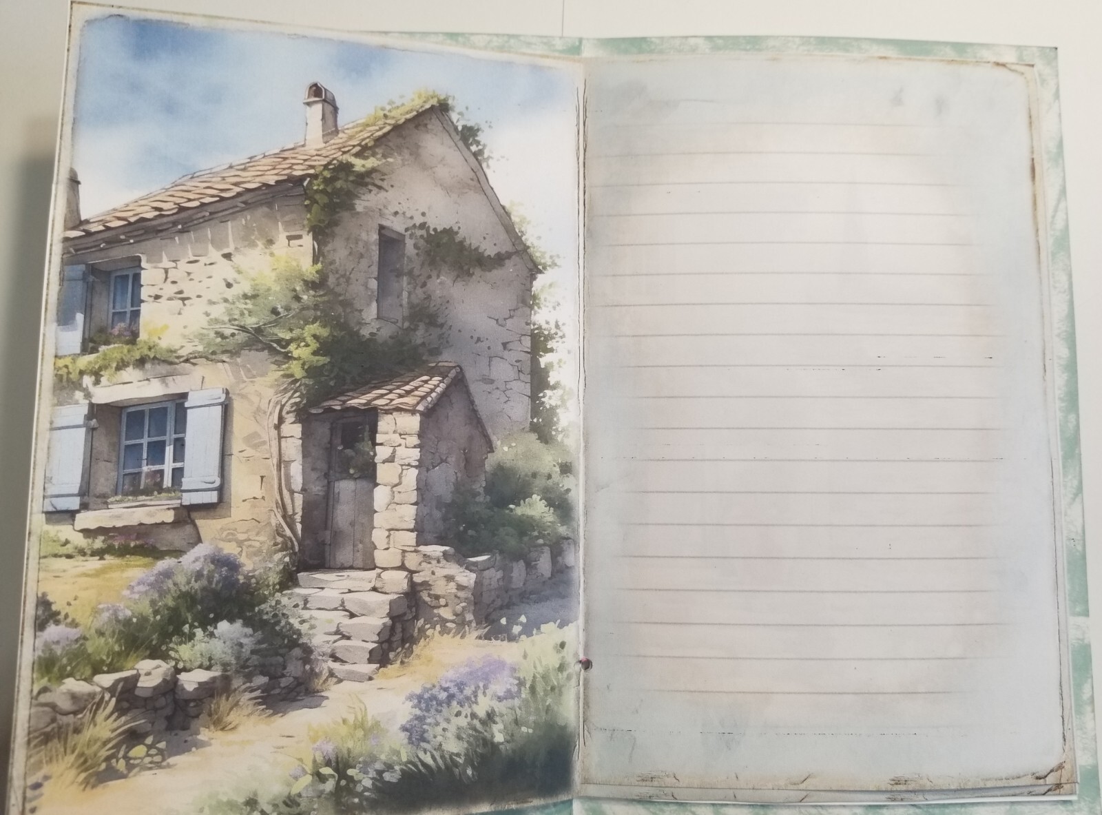 Junk Journal Blank Booklet “ARTIST’S STUDIO” HANDMADE PAINTING LG 8.5″x5.5″ 40pg