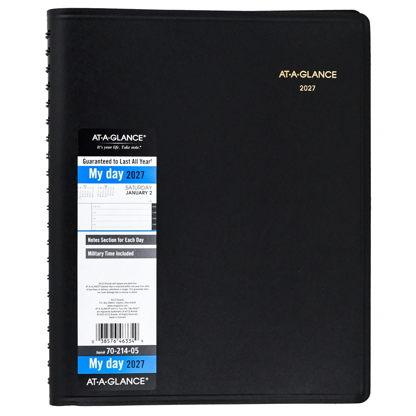 2026 At-A-Glance 70-214 24-Hour 7-Day Daily Appointment Book, 8-1/2 x 11″