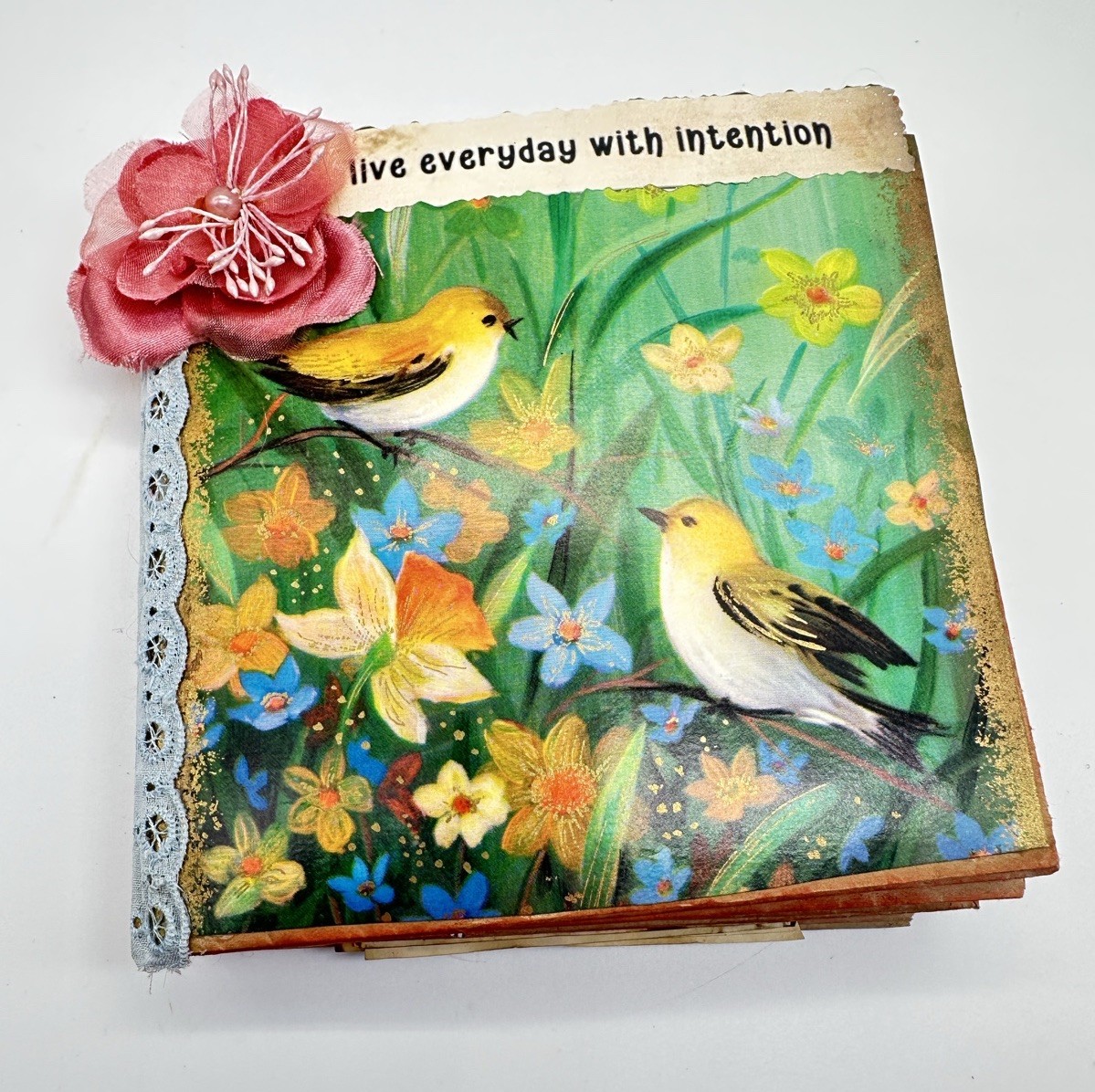 Hand Made Junk Journal Live Everyday With Intention. Medium Is Brown Paper Bags
