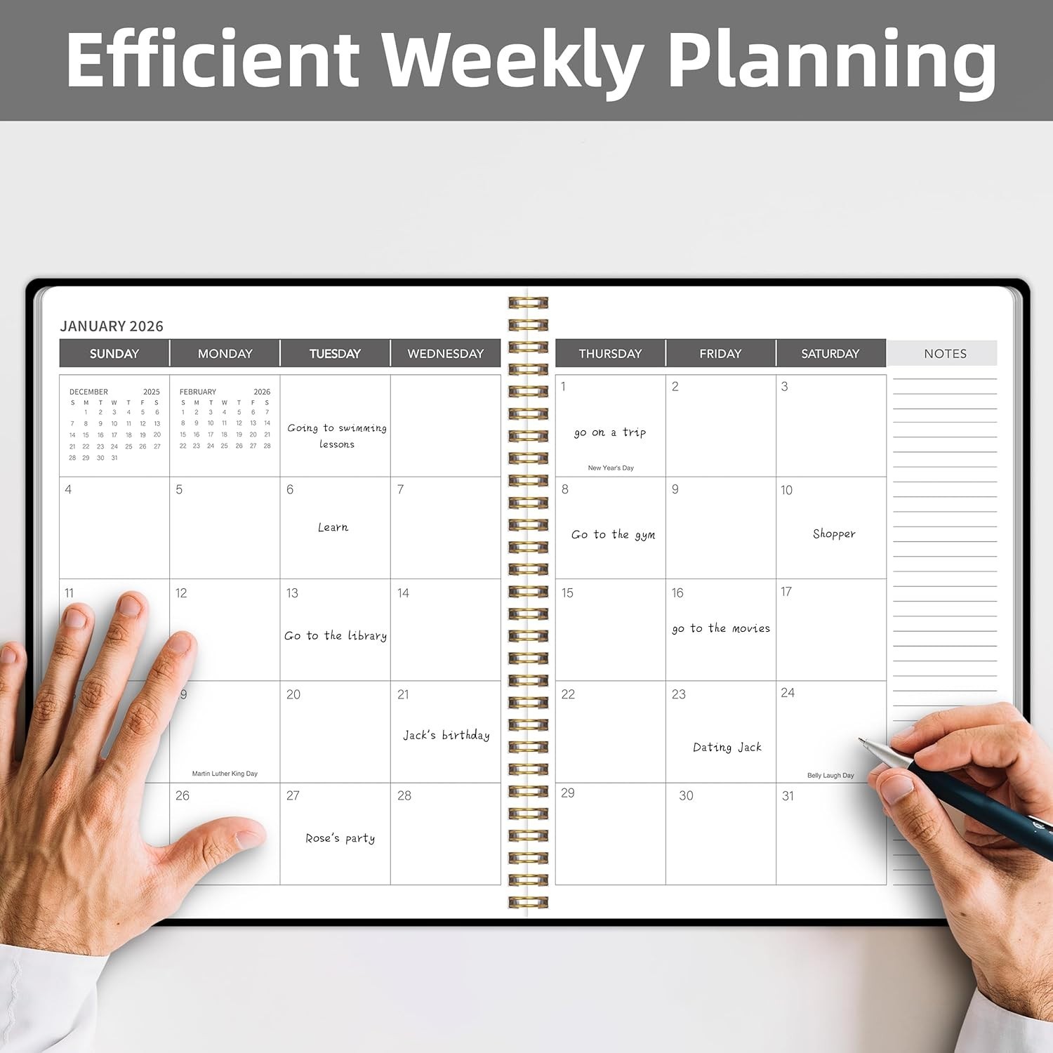 Durable 24- Planner 9×11 Inch, Waterproof PVC Cover for Teachers & Students