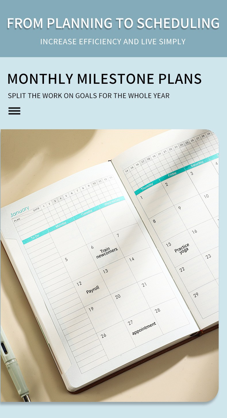 2025-2026 Daily Planner Book English Version Time Management Birthday Gift