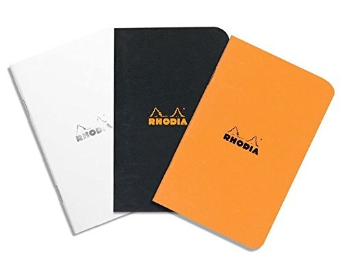 Rhodia Slim Staplebound Graph Notebook 3X4 48 Sheets Black Waterproof Cover