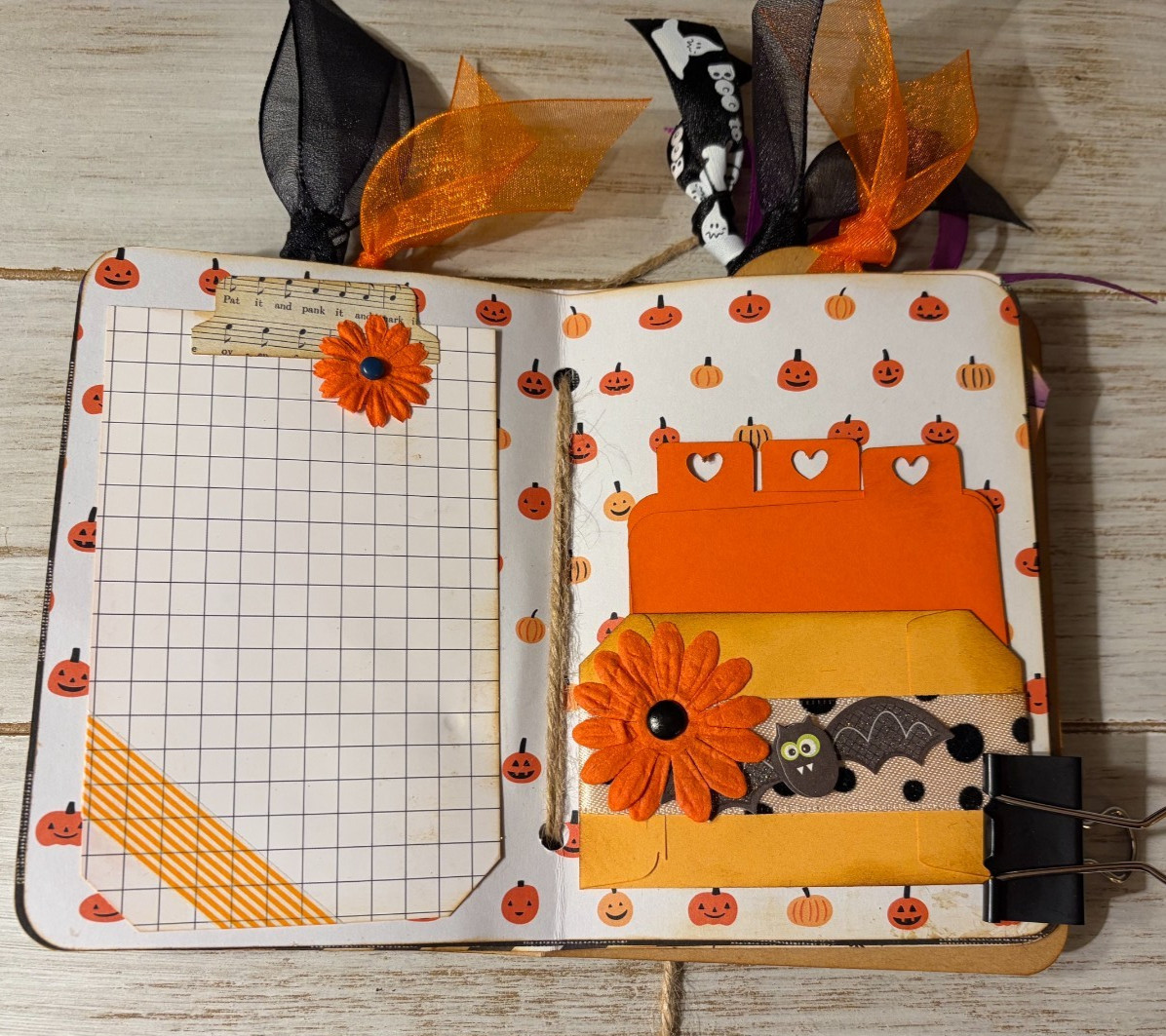 Junk Journal Handmade Booklet Book Vintage “Cute Halloween” Pockets, Ephemera