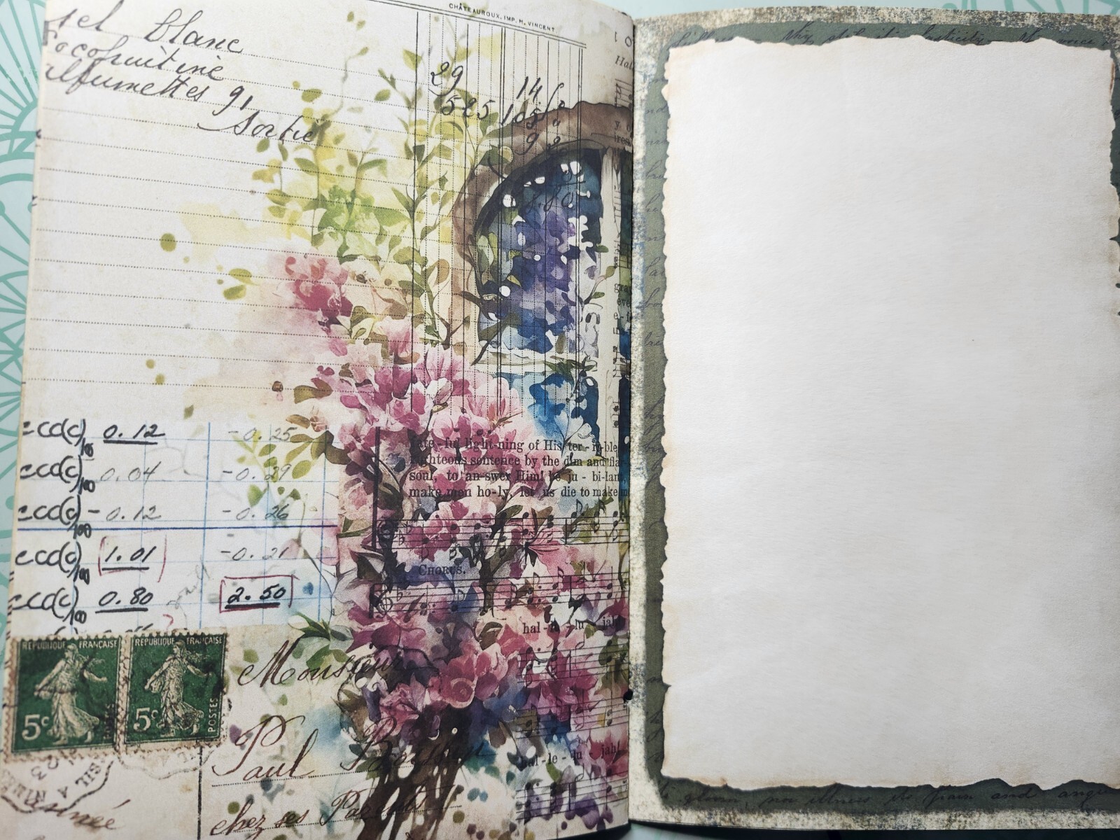 Junk Journal BOOKLET “FLORAL WINDOWS 2” HANDMADE Flowers, European Architecture