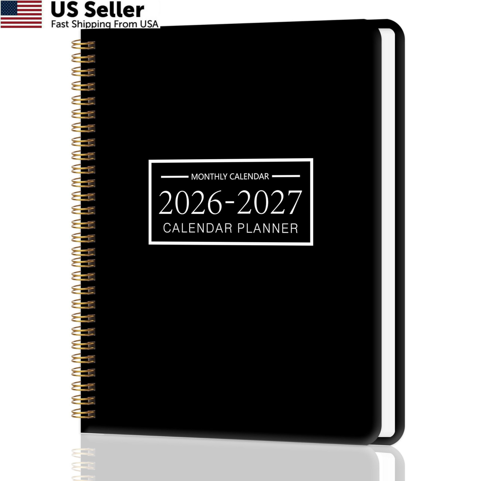 Monthly Planner 2026-2027, 2 year calendar A4( Jan 2026-Dec 2027 ), Black