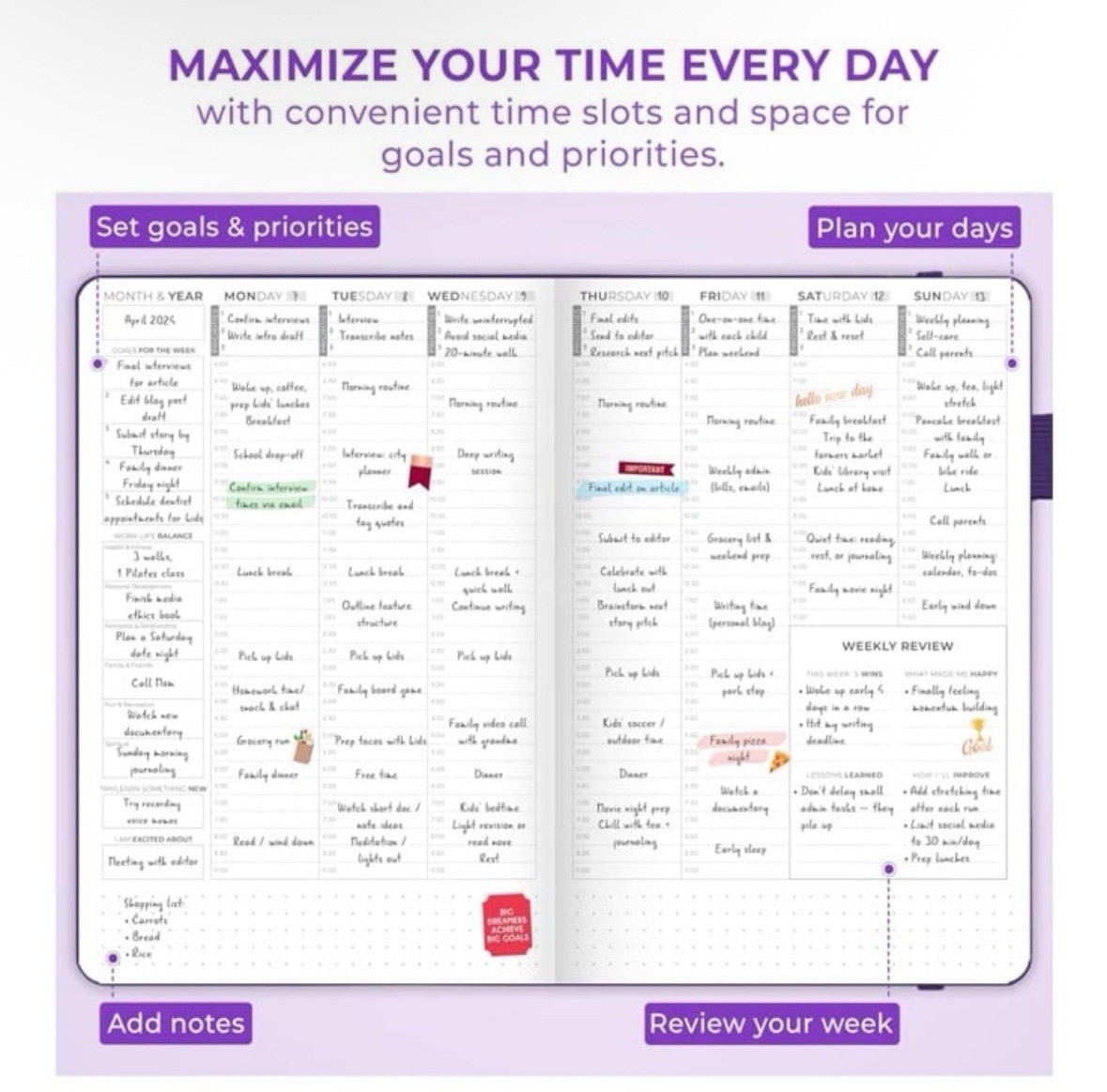 Clever Fox | Dated Hourly Weekly Planner 2026 | A5 5.8”x8.3” | Purple | SEALED