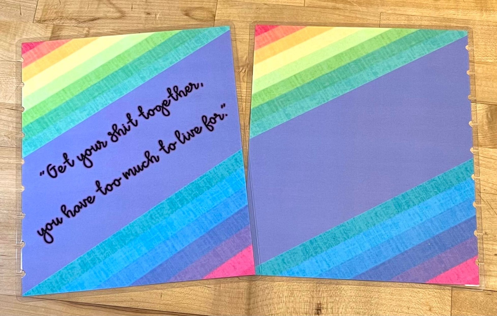Rainbow Stripe S**t Together Quote Front & Back Cover Set 4 use w HAPPY Planner