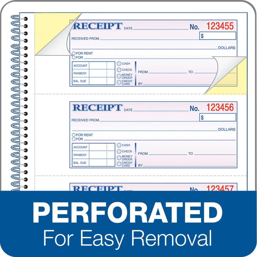 Adams SC1182PK Money Receipt Book,Spiral,2-Part,7-5/8-Inch…