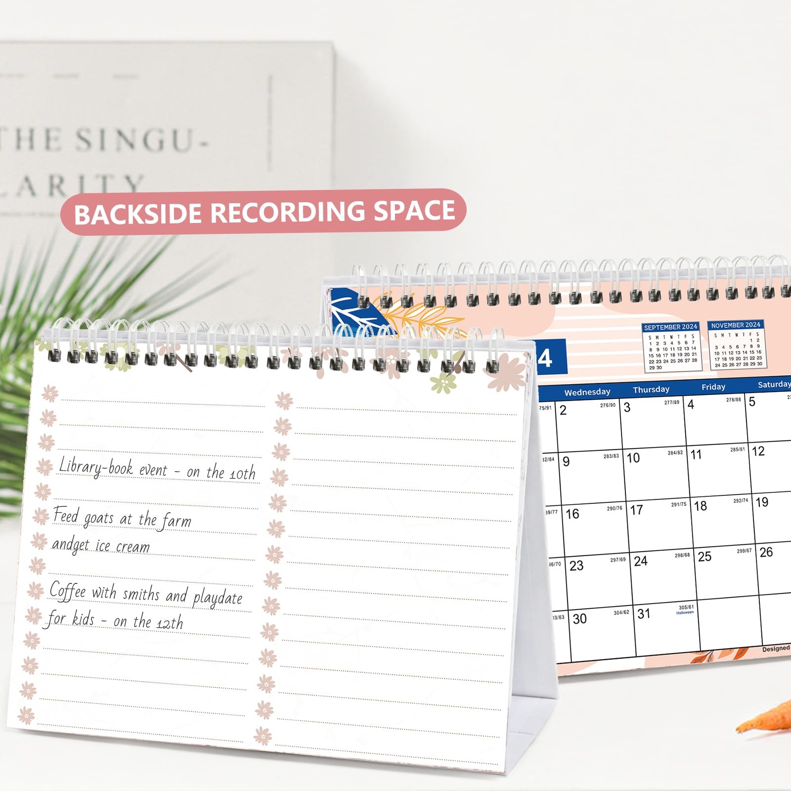 Small Desk Calendar 2026-2027, Koncci Standing Flip 8.5 x 7 inches, Colorful