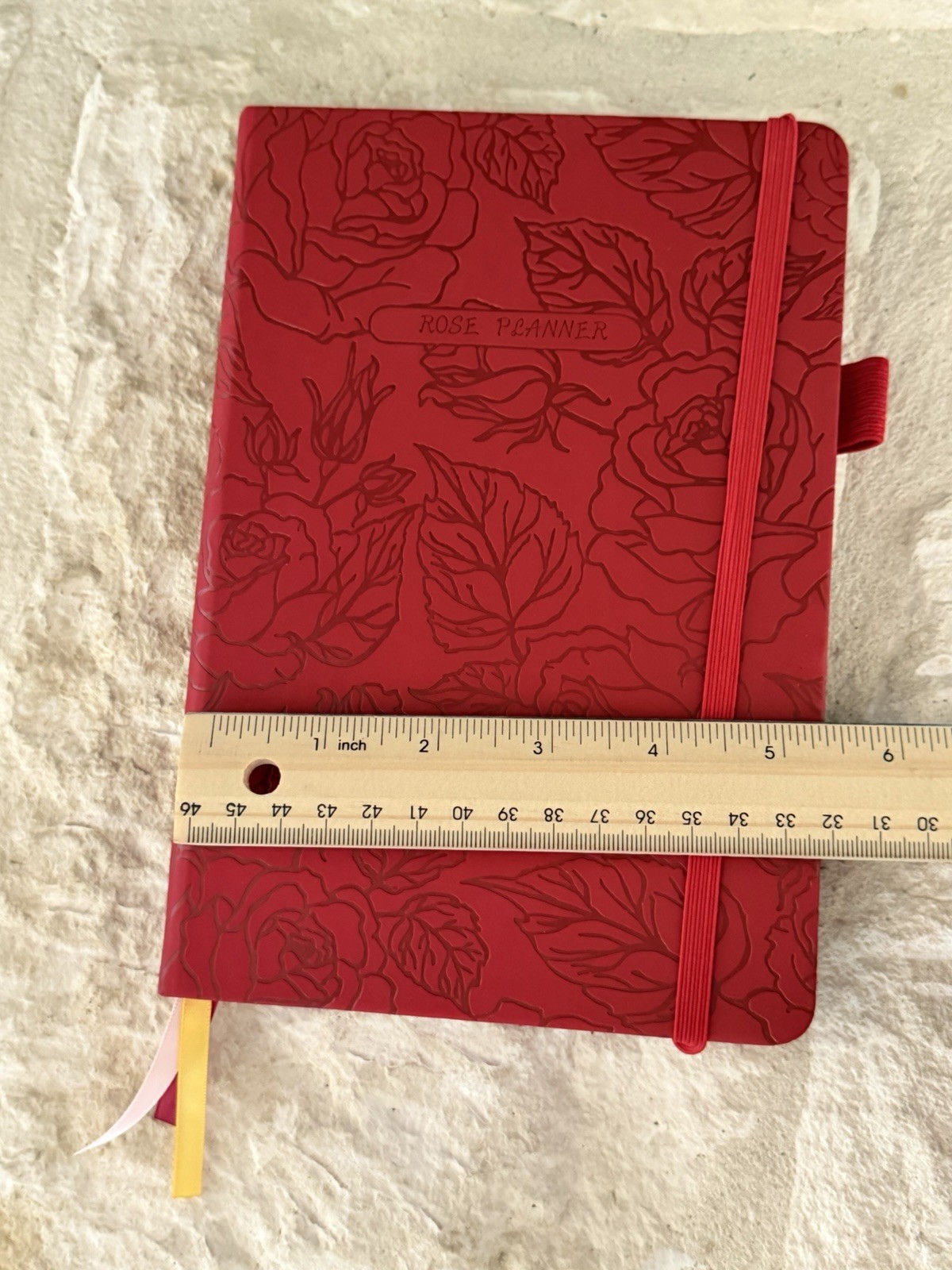 Rose Planner Undated Weekly Medium Planner, Red Floral Embossed Hardcover