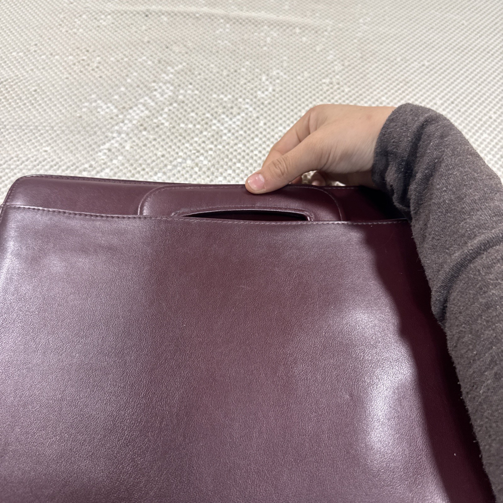 Day Runner Classic Edition Burgundy Brown Leather & Inserts Full Zip Vtg 136-88