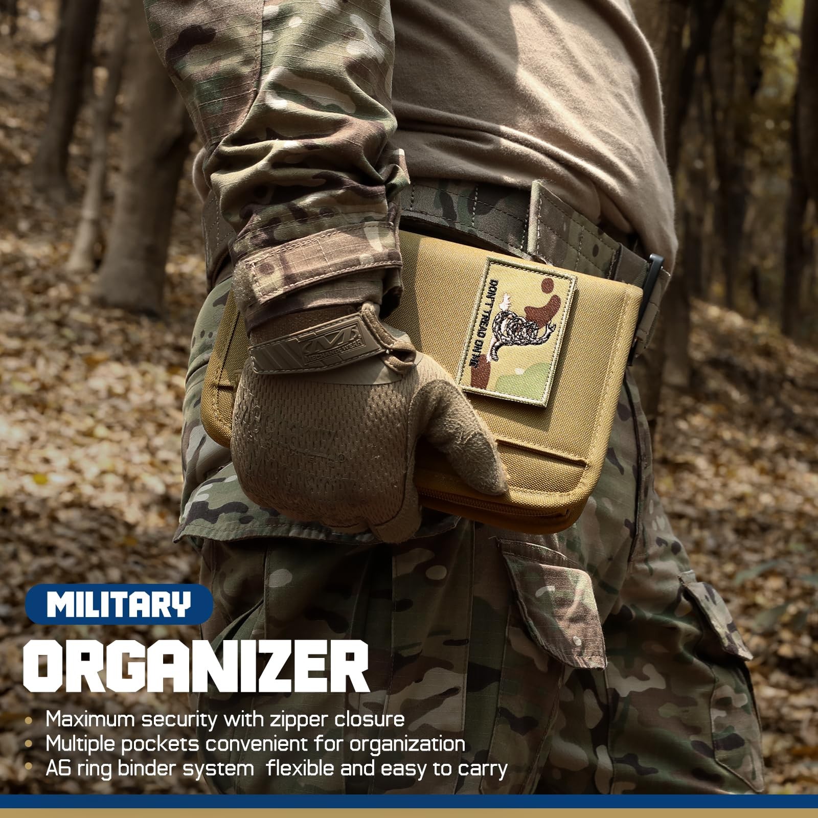 WYNEX Tactical Notebook Padfolio Ring Binder – A6（5.5 x 8.5 Inches), Khaki