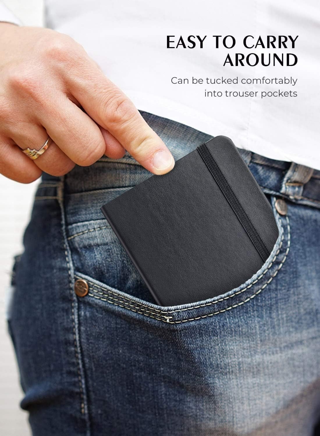 Elegant Black Pocket Notebook Set – Business, Study & Travel Companion, 2 Count