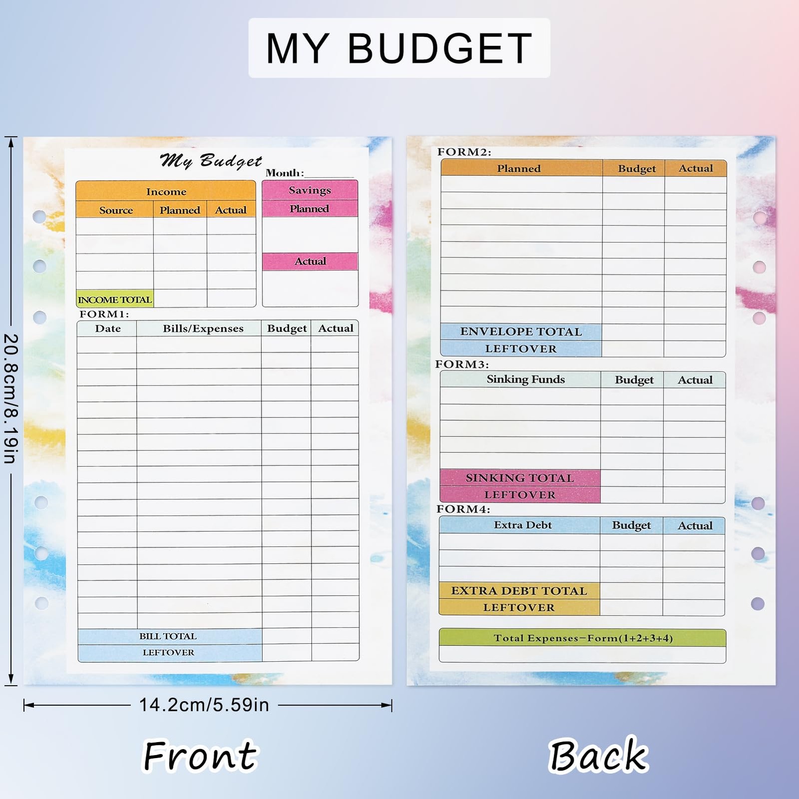 Toplive 7 Pack A5 Planner Inserts Monthly Weekly 7 Pack, Multicolor