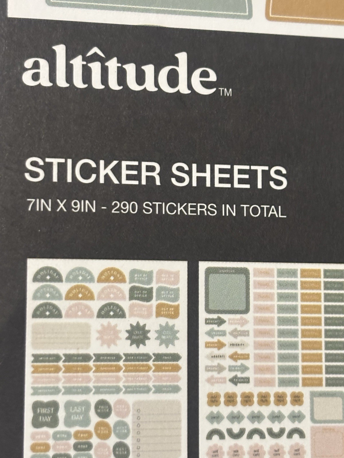NEW 4 pack planner sticker sheets 290 stickers total, Holidays Etc., altitude.