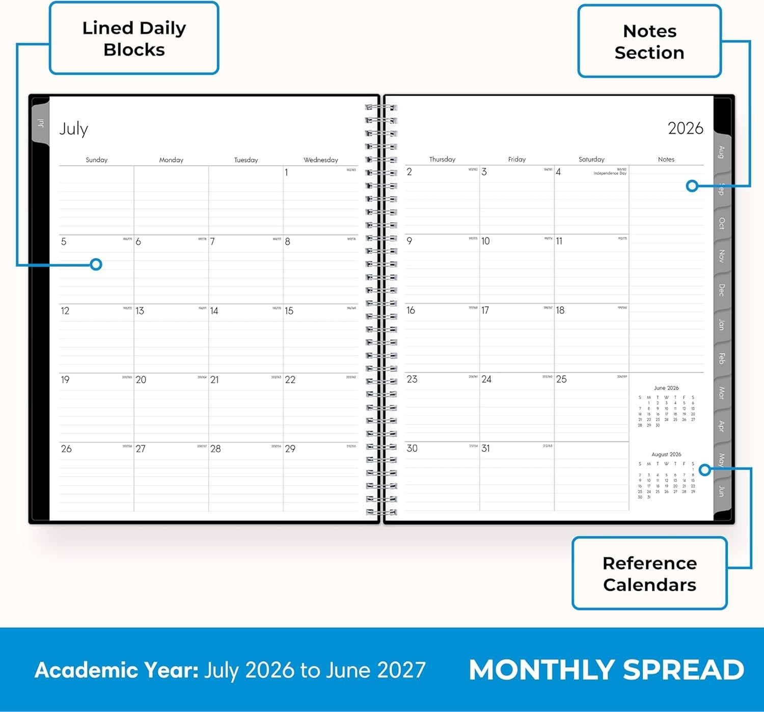 Effortless Planning: 2026-2027 8″ x 10″ Monthly Calendar with Flexible Cover