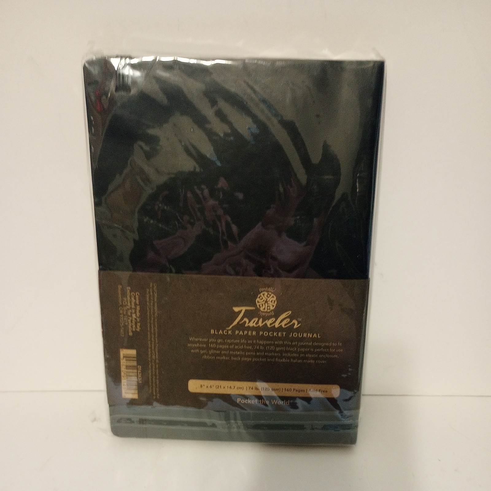 Pocket Journal Pentalic Traveler Black Paper 8×6” 160 acid-free black pages