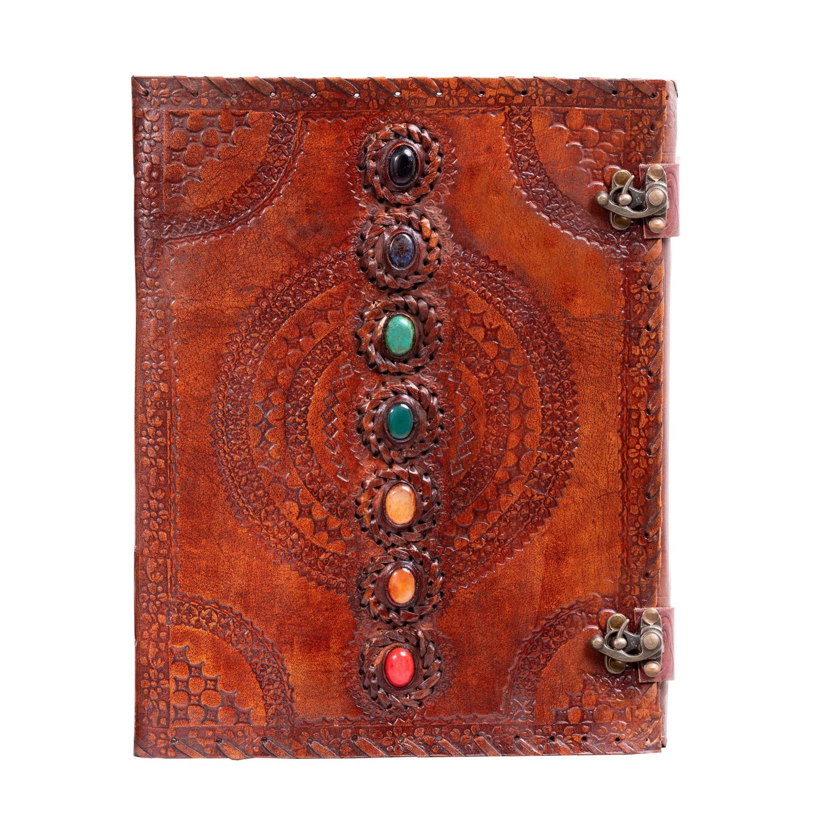 Leather Journal 13 x 10 in Unlined 200 Recycled Thick Pages – Handmade Chakra
