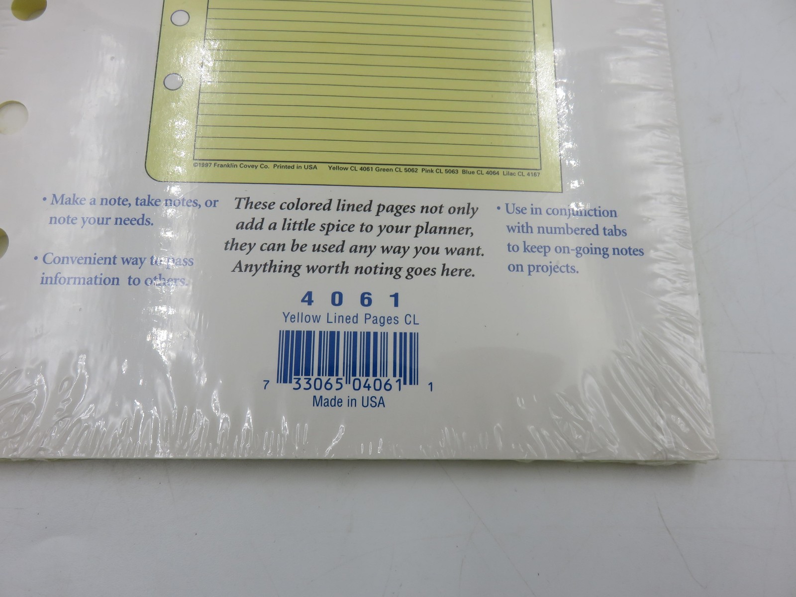 2 New Franklin Covey Yellow Lined Pg Planner Refill 40616 Classic Size Made USA