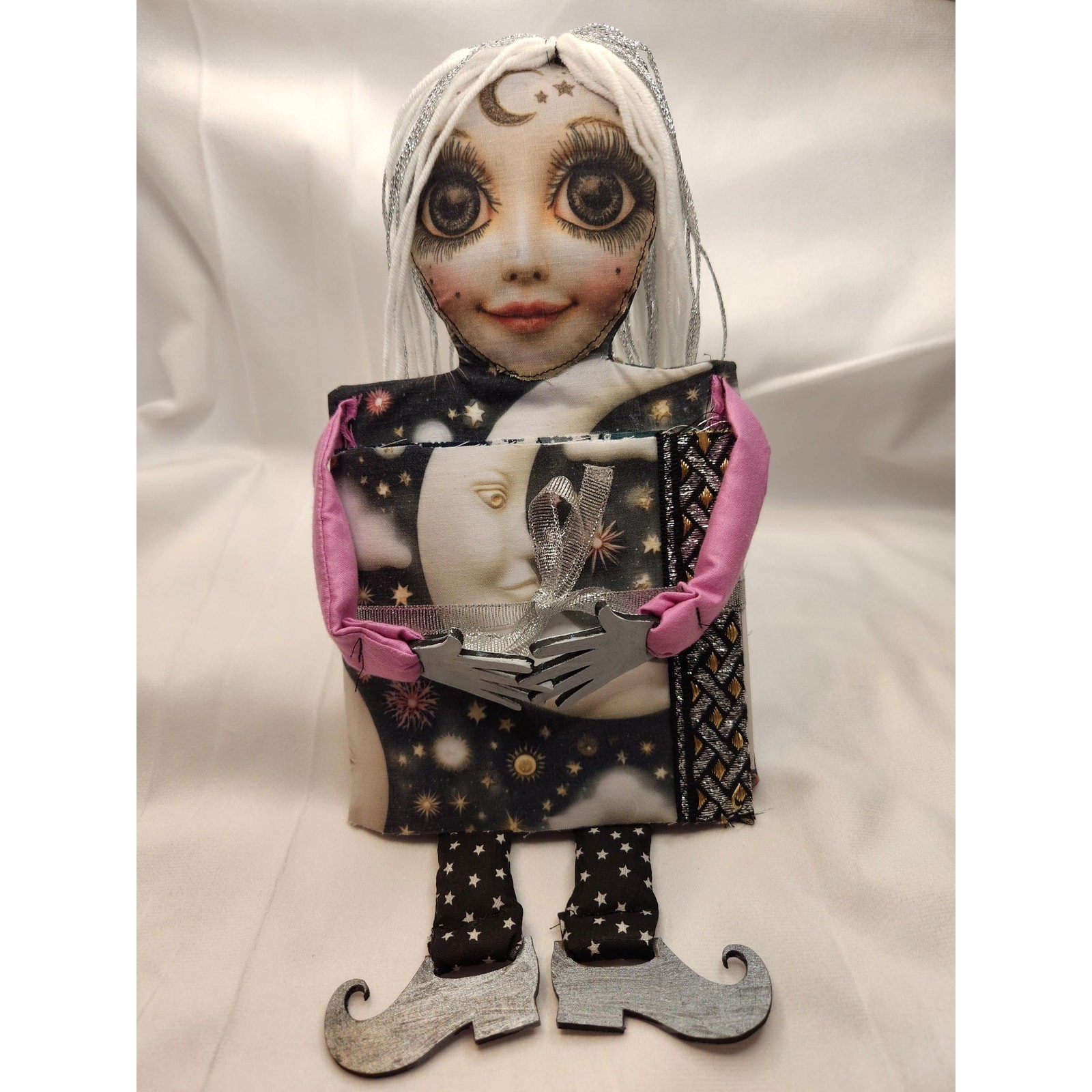 Moon Doll Junk Journal Handmade Mixed Media Naked Refillable Pages Lunar Journal