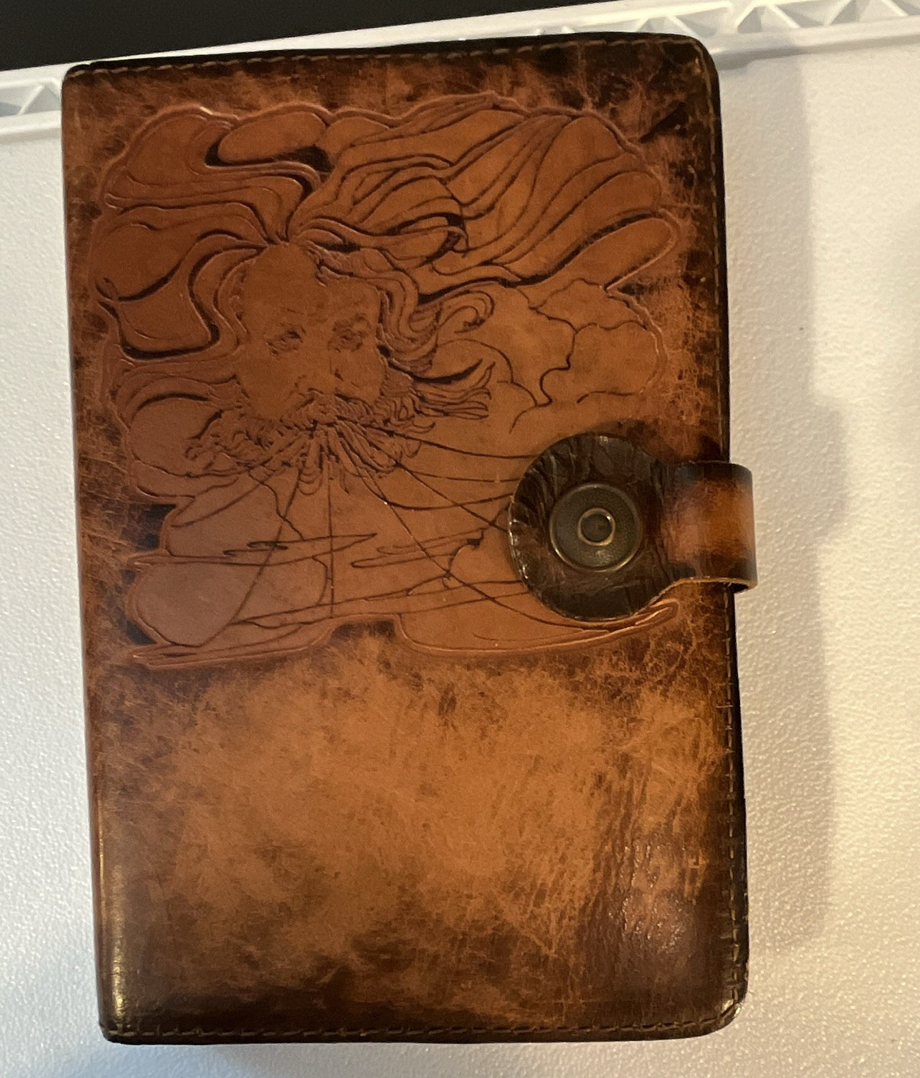 Vintage Brown Leather Journal Notebook,Snap Closure, Blank Pages, great shape