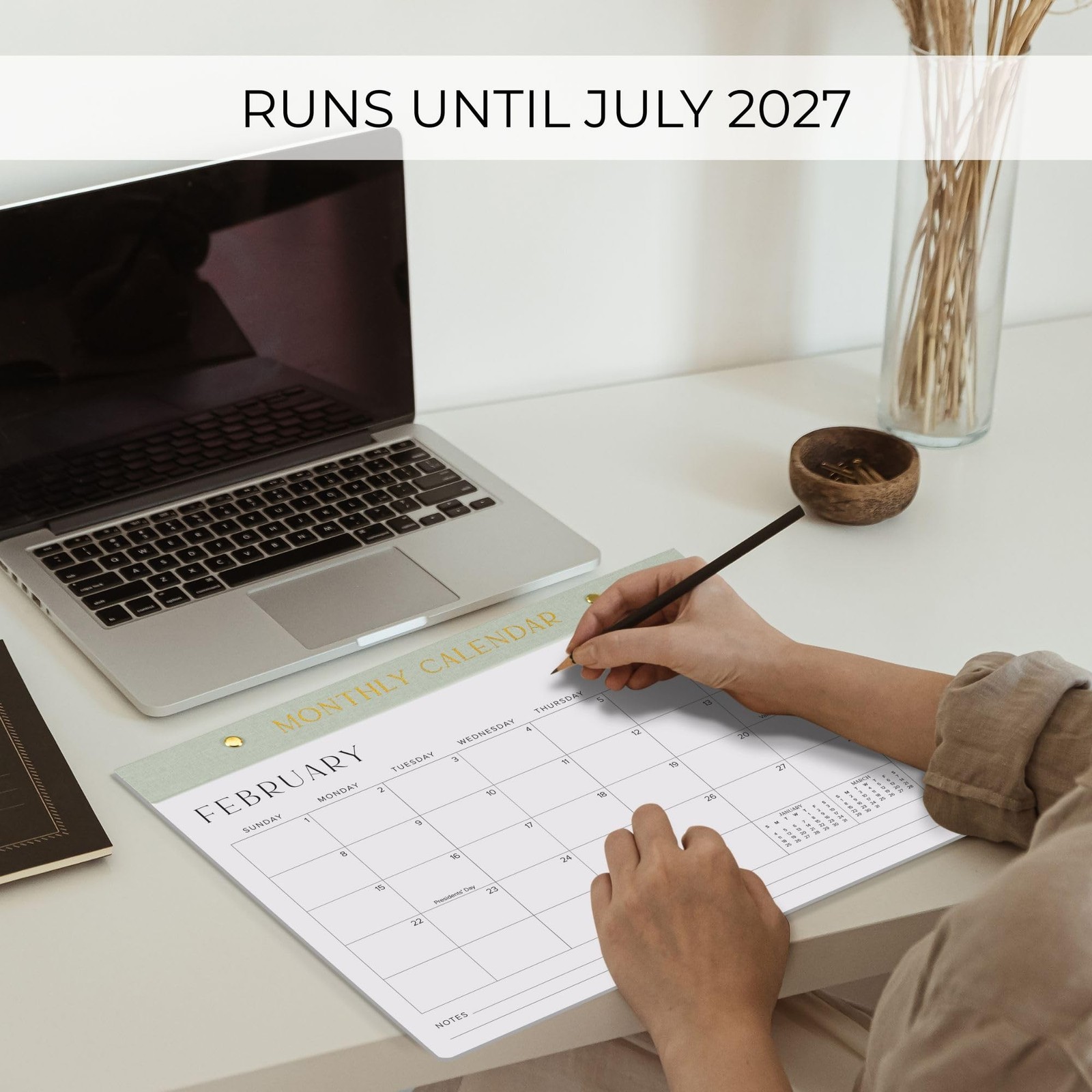 Aesthetic 2026-2027 Desk Calendar – Runs From January 2026 Until July 2027 – …