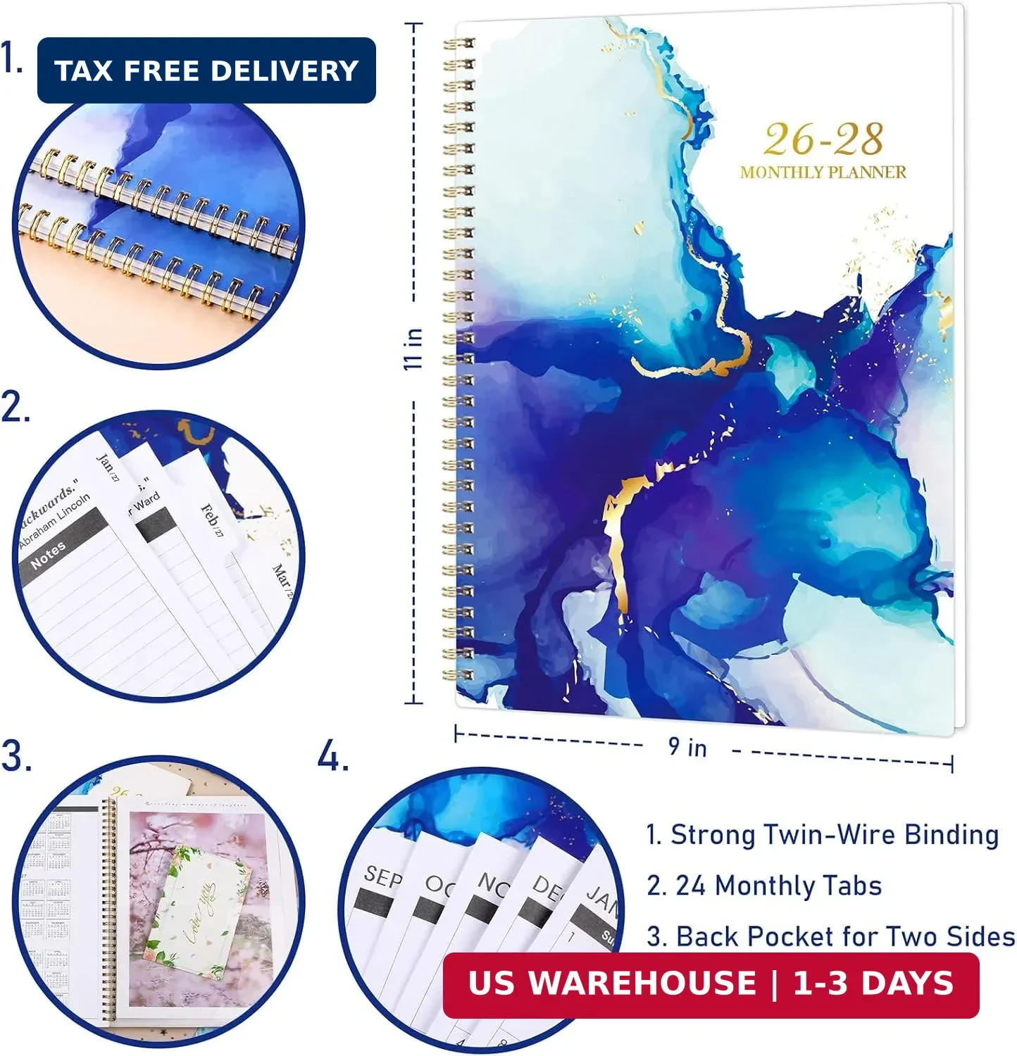 Monthly Planner 2026-2028 – 2 Year Planner 2026-2028, July 2026 – June 2028, 9″