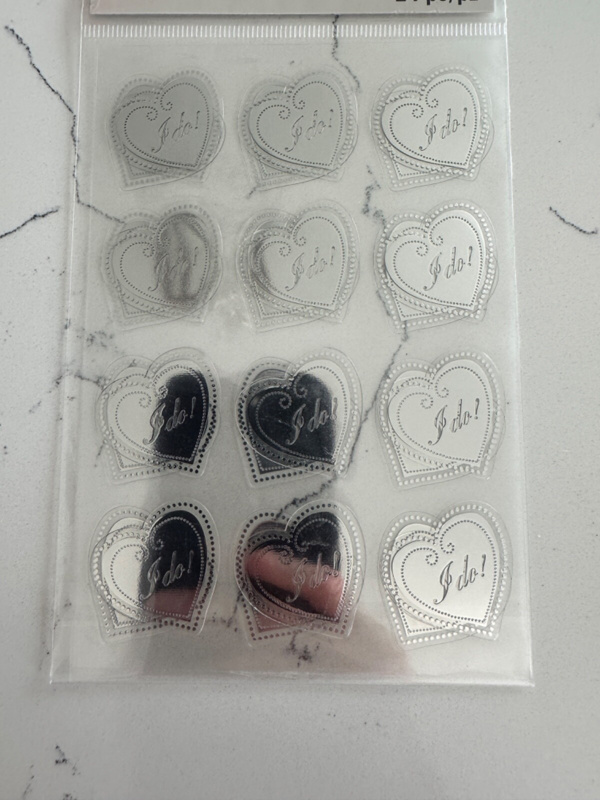 Recollections Dimensional Stickers Silver Hearts Saying I Do! 24 PC Scrapbooking