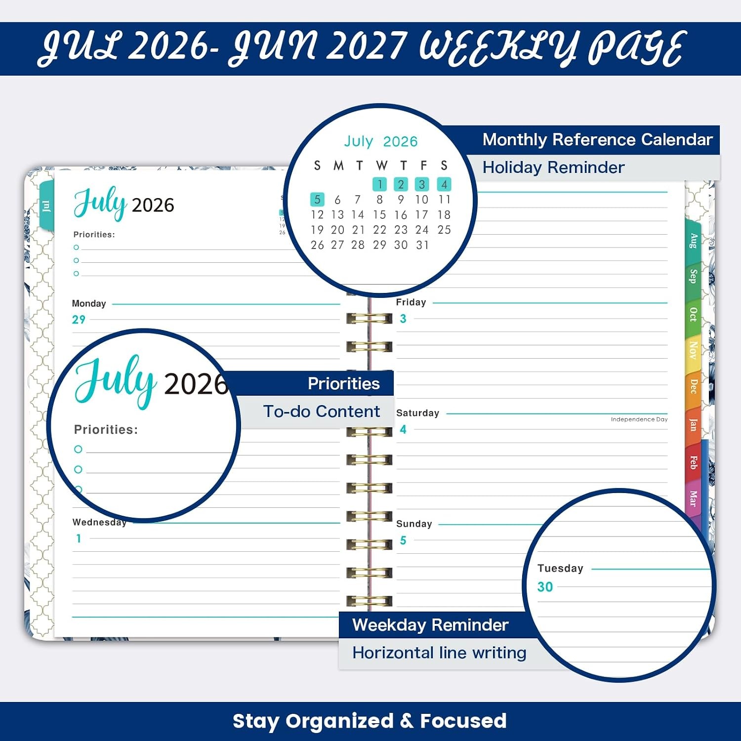 2026-2027 Planner – 6.4” x 8.5” Jul. 2026 – Jun. 2027, 2026-2027 Weekly & Monh